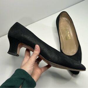 Salvatore Ferragamo Black Metallic Heels